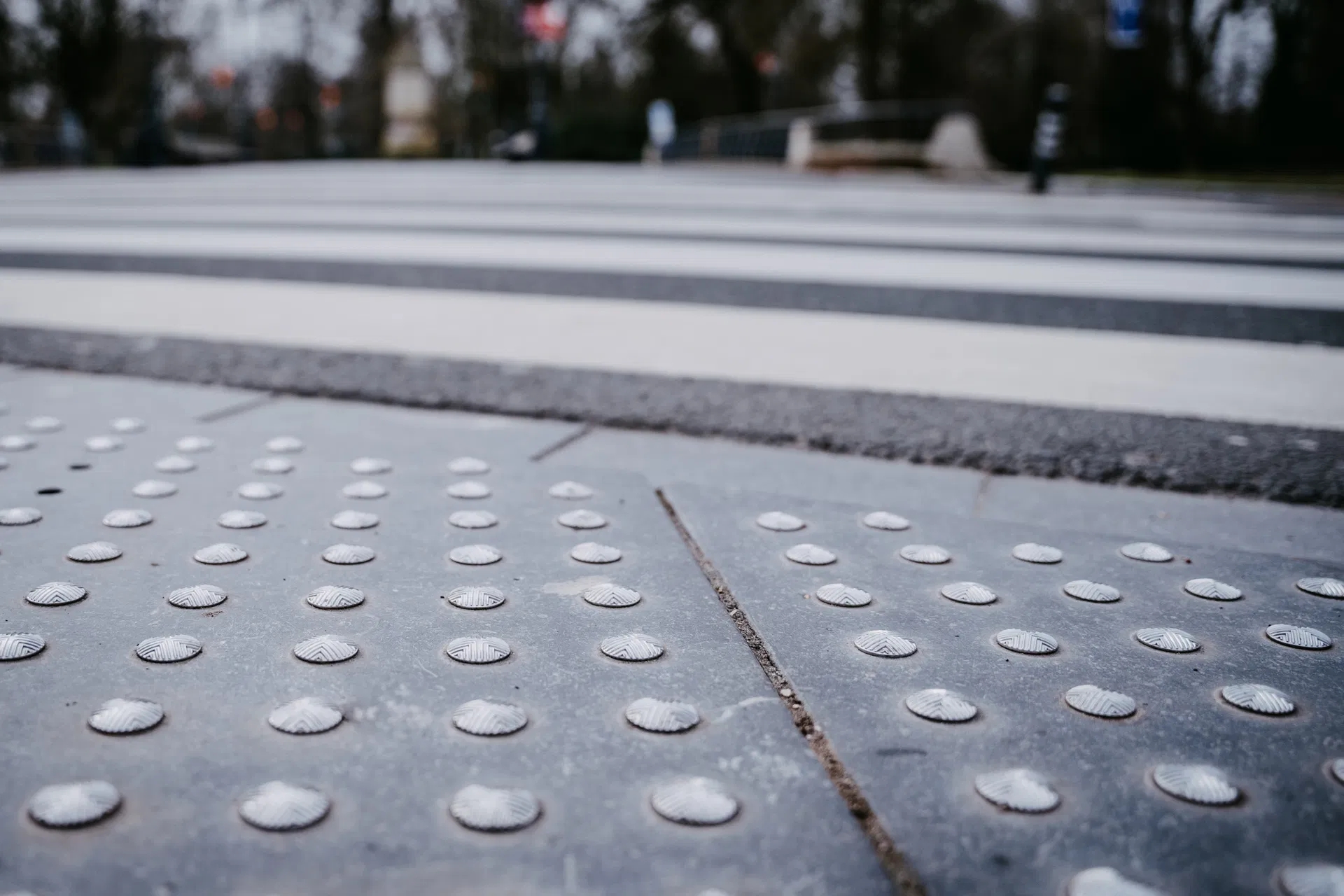 Close up of guidelines at Willemstraat in Breda for the visually impaired